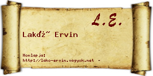 Lakó Ervin névjegykártya