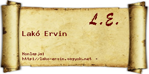 Lakó Ervin névjegykártya